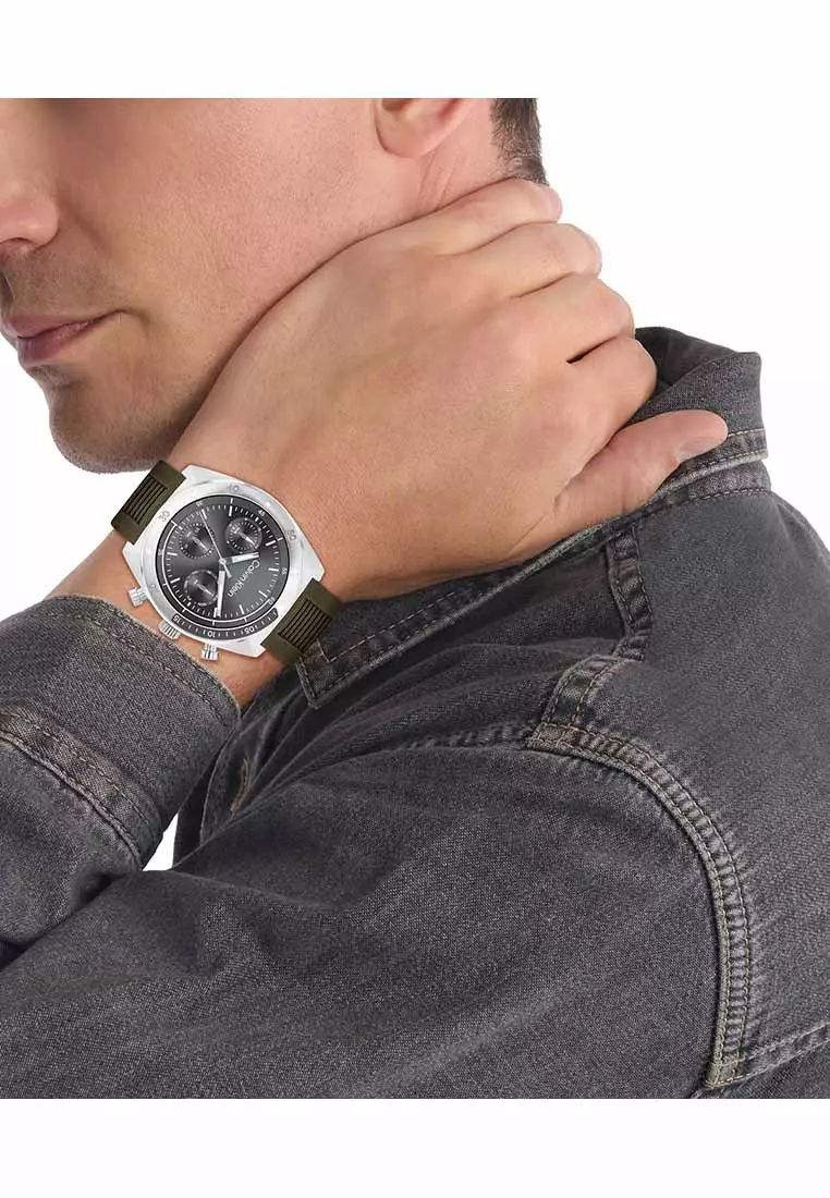 Buy Calvin Klein CK Flex Men's Watch Green Silicone Strap - Grey Dial ...