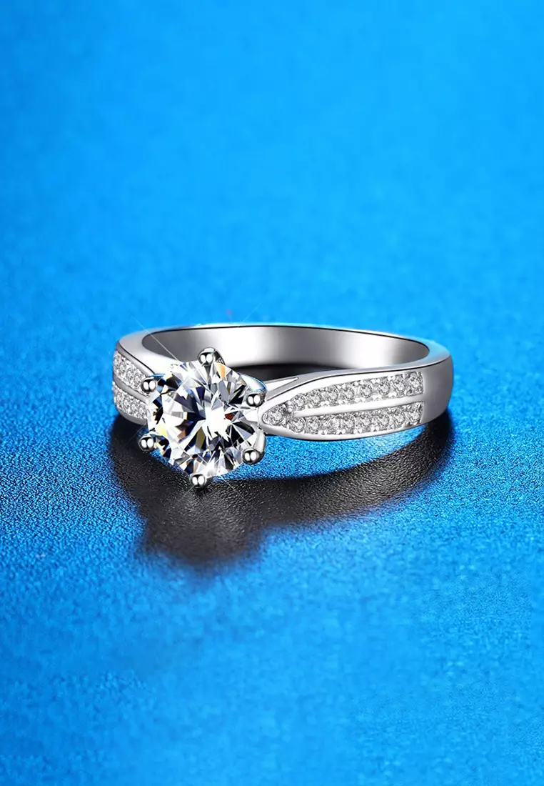 Cincin Wanita Aksesoris Berlian 2 Karat Sertifikat GRA Tunangan Perhiasan Original Rings