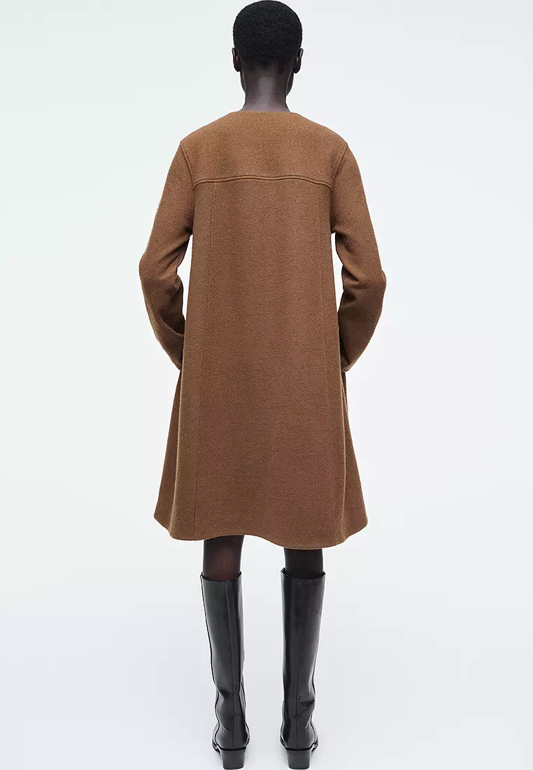 A-Line Boiled-Wool Mini Dress