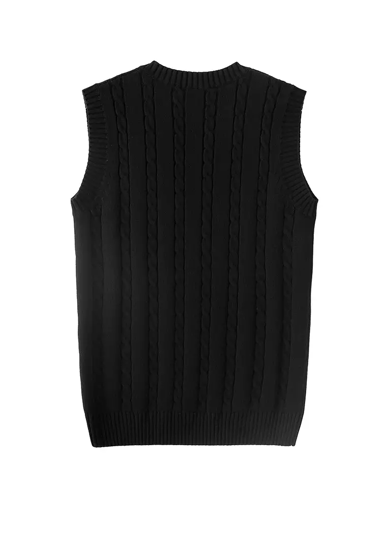 V-neck Jacquard Knitted Vest XH1823