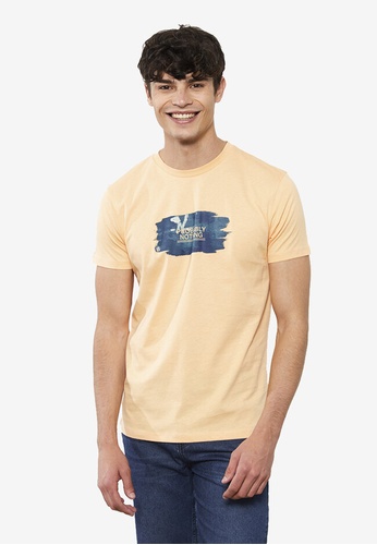 LC WAIKIKI orange Printed Combed Cotton Men's T-Shirt 70179AAB326C43GS_1