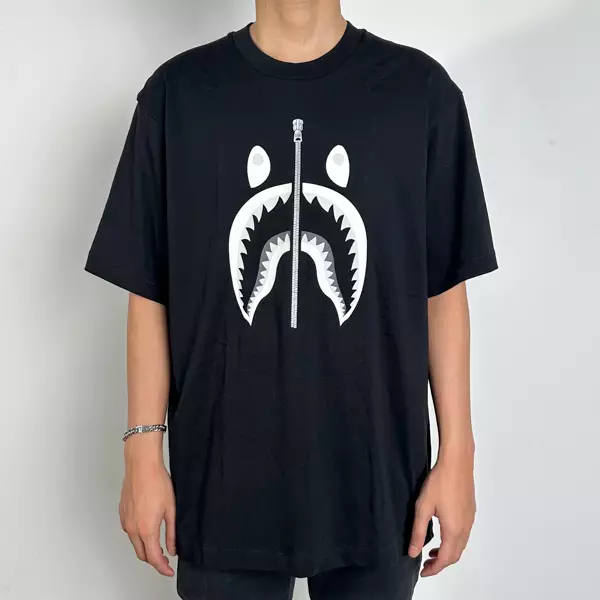 Kaos BAPE SHARK WGM WHITE GREY BLACK TSHIRT 100% ORIGINAL