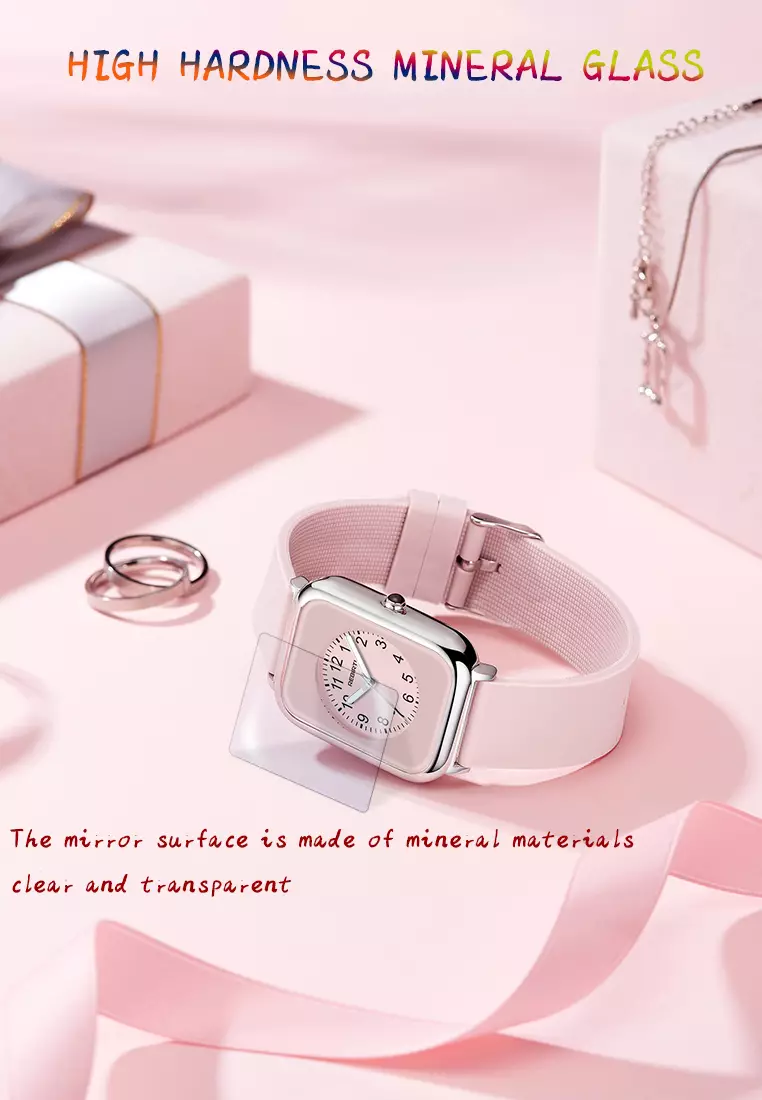 Jam Tangan Wanita Anggun Square Tali silikon Bisnis Display Kuarsa 3ATM Anti Air