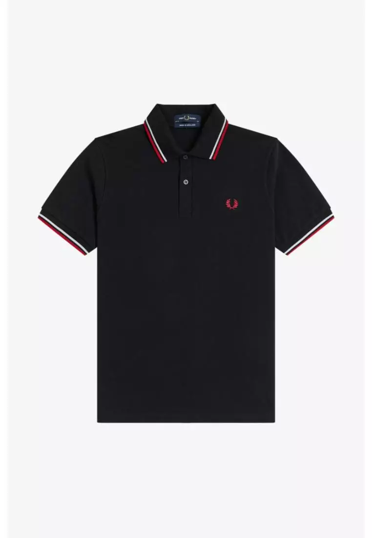Fred Perry M12 Twin Tipped Fred Perry Shirt (Black / White / Bright Red)