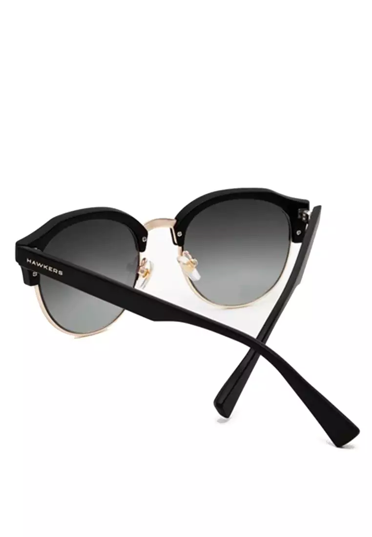 HAWKERS Rubber Black Gradient CLASSIC ROUNDED Sunglasses for Men and Women, Unisex. Official Product Designed in Spain
