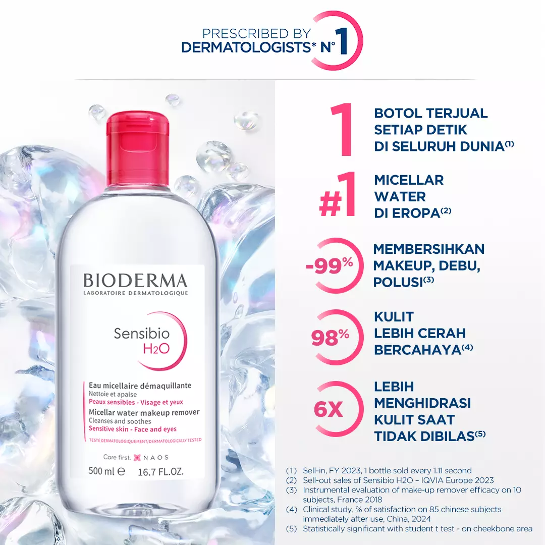 Bioderma Sensibio H2O 500 ml - Micellar Water untuk Semua Jenis Kulit / Kulit Sensitif