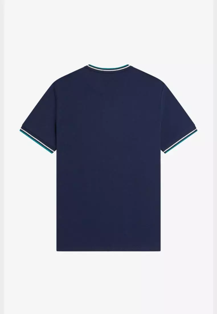 Fred Perry M1588 Twin Tipped T-Shirt (Tennis Blue / Snow White / Deep Mint)