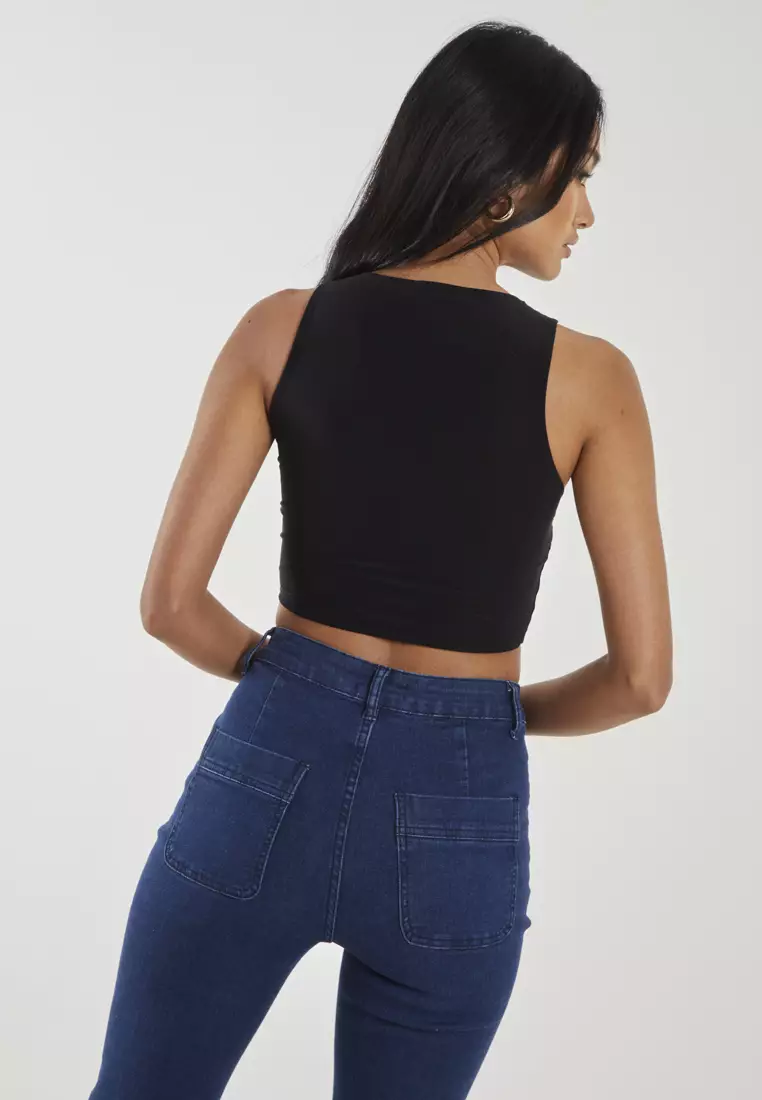 Pink Vanilla Black Letterbox Crop Top