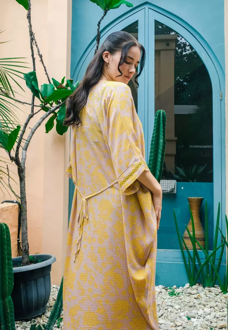 Urban Exchange Farida Kaftan Brown Mustard - Gamis Kaftan Lengan 3/4 Warna Brown Mustard