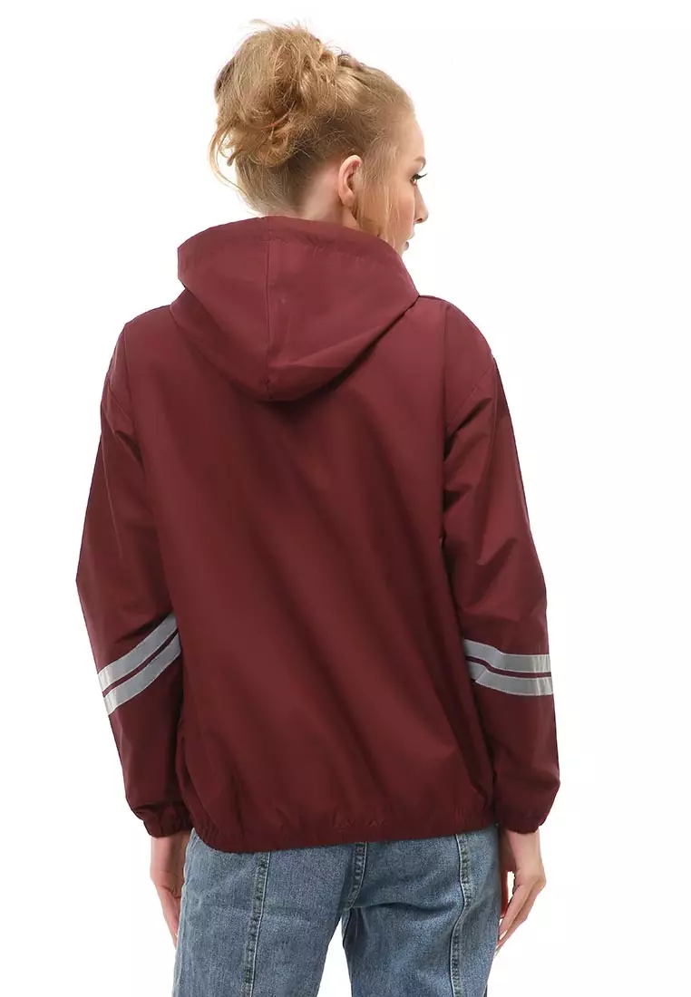 Hardwin Jacket Outer Wanita Jaket Hoodie List Lengan Full Furing Material Parasut Despo ORIGINAL - Maroon