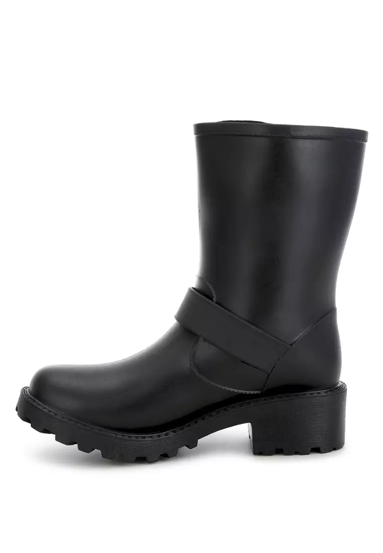 Black Harness Detail Rain Boots