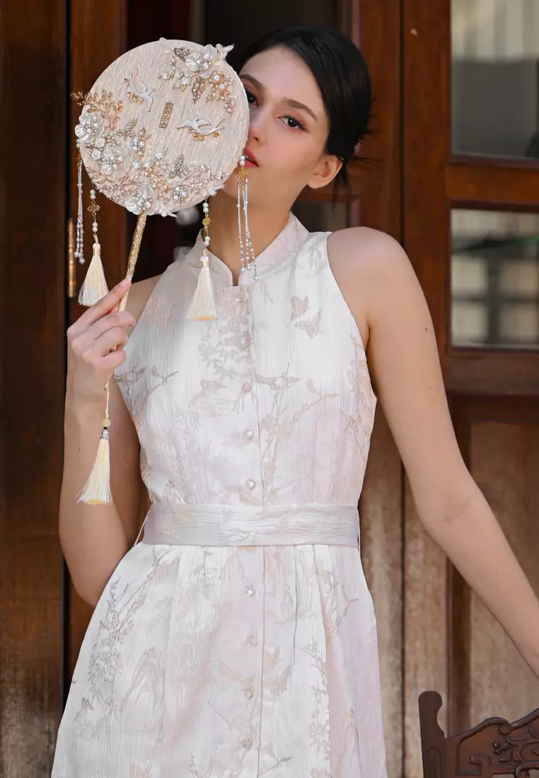 挂脖改良旗袍连衣裙