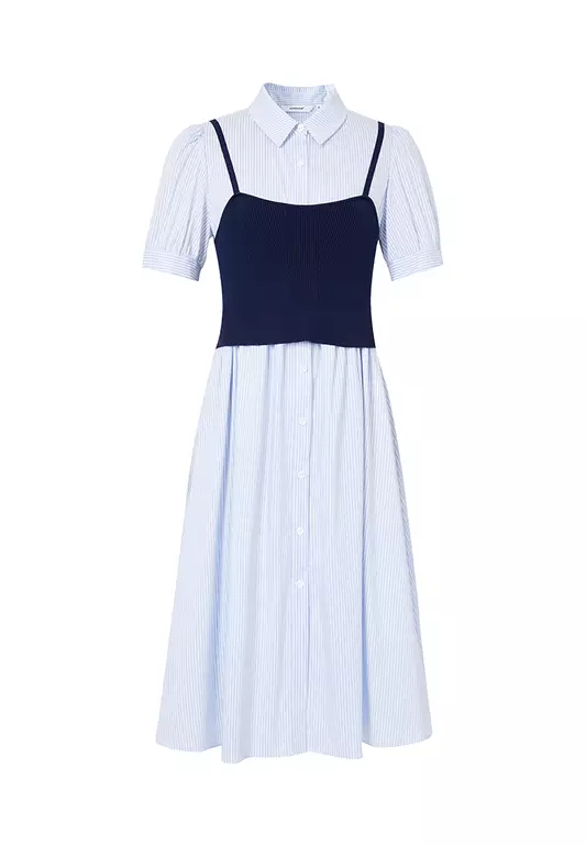 Smart Casual Midi Dress with Tank Top Layer