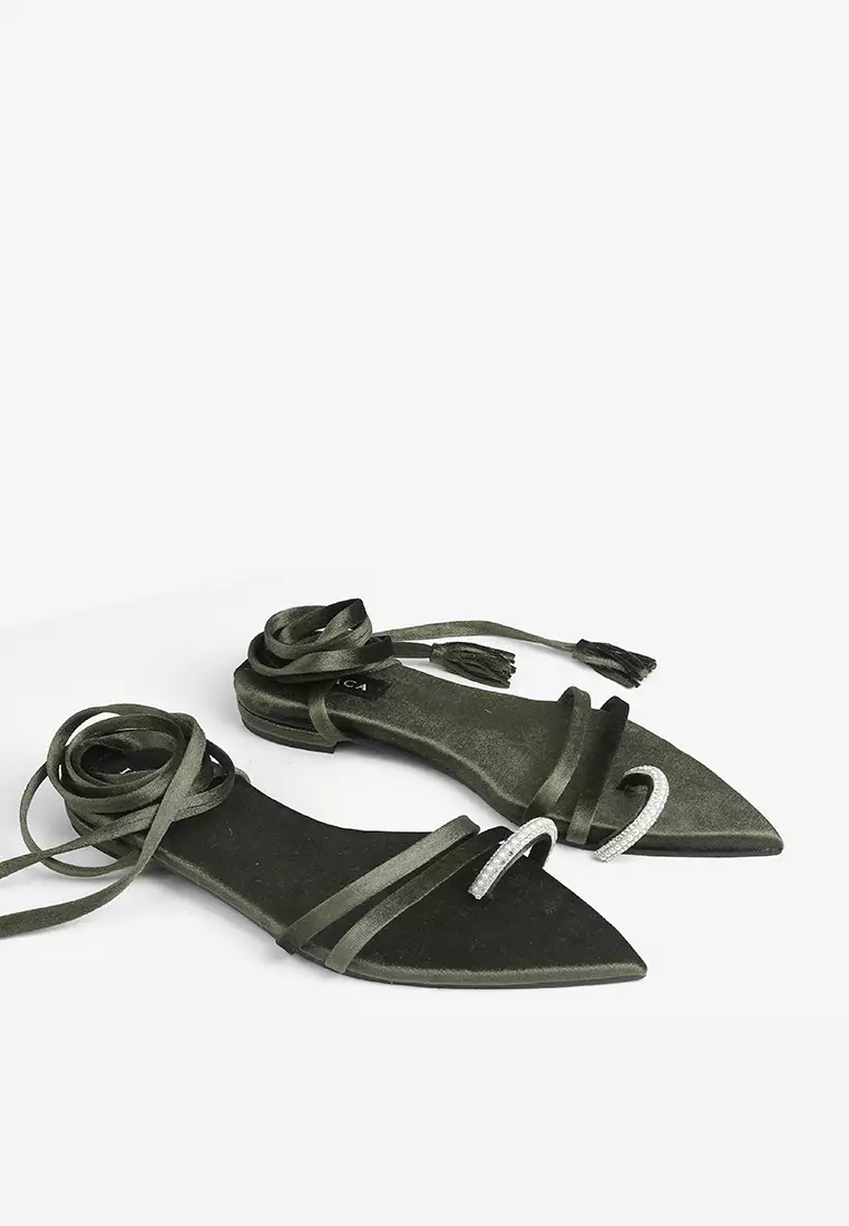 Iride Strappy Sandal in Green - Inpaca
