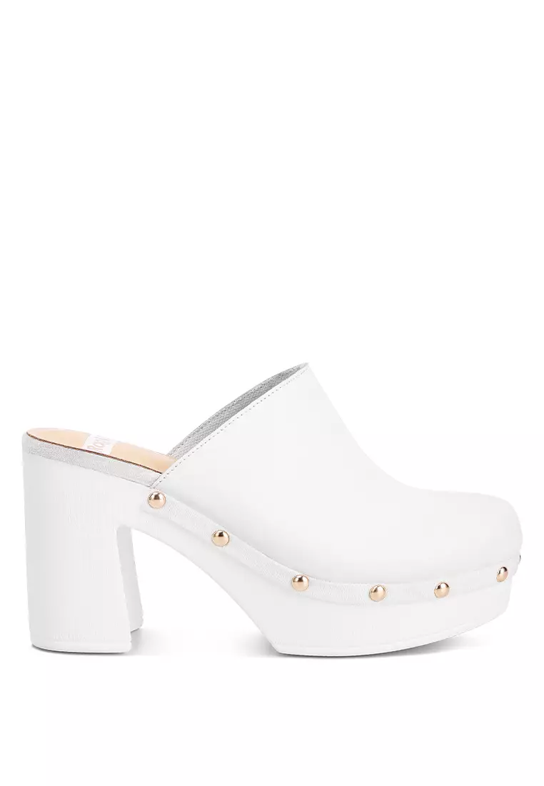 Discount on Rag & CO.  shoes - SKU: White Recycled Leather Clogs