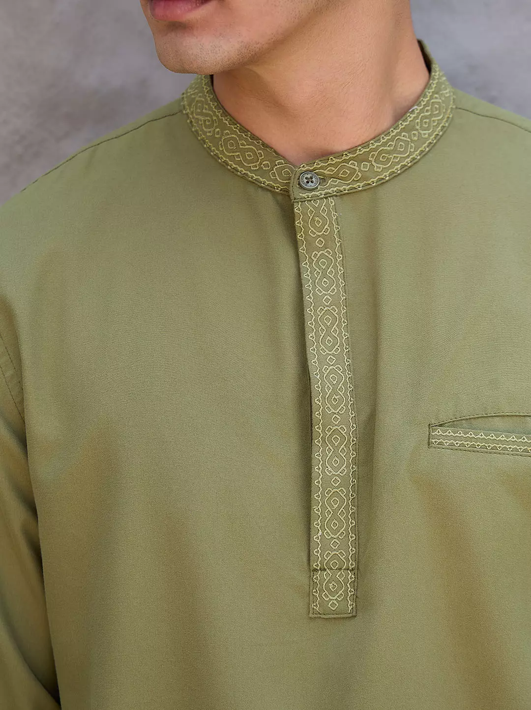 OXCON Kemeja koko Tangan 3/4 Bordir Hasbi Green