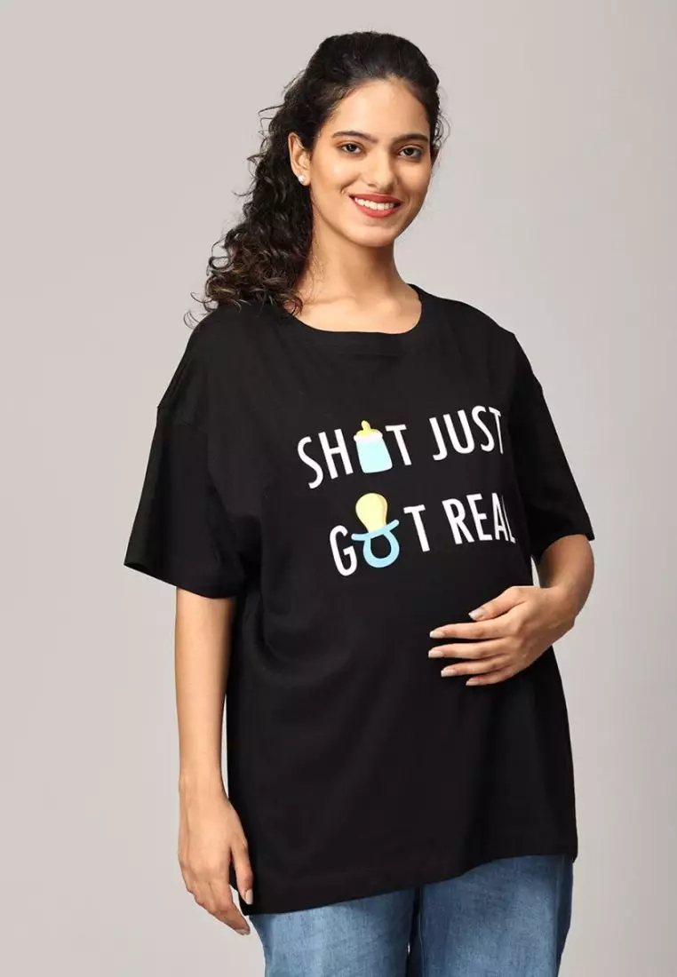 Shit Just Got Real Oversized Mumma T-shirt
