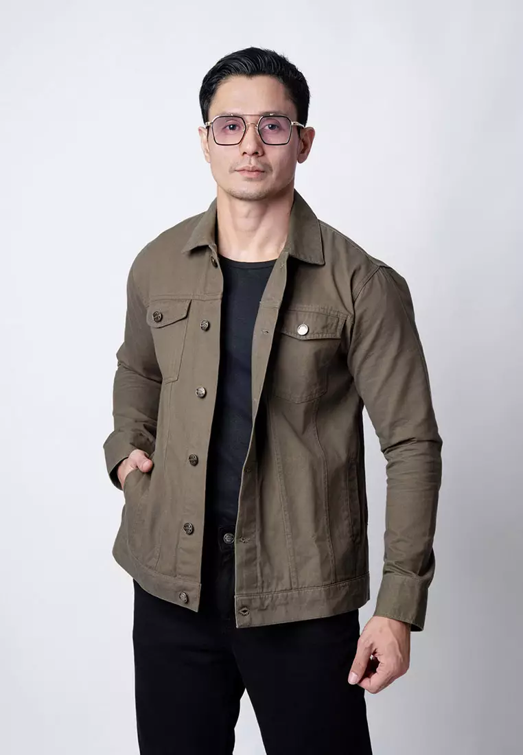 Jacket Trucker Cotton Twill Premium Green Army