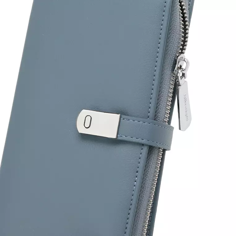 Dompet Panjang Wanita (Women's RFID Magnet Button Bi Fold Leather Long Wallet / Purse)