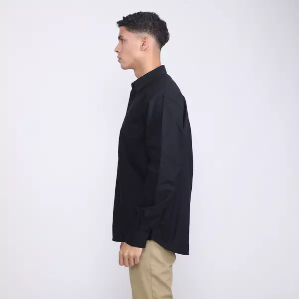 LARUSSO Kemeja Pria Oxford Relaxed Fit Lengan Panjang - Black