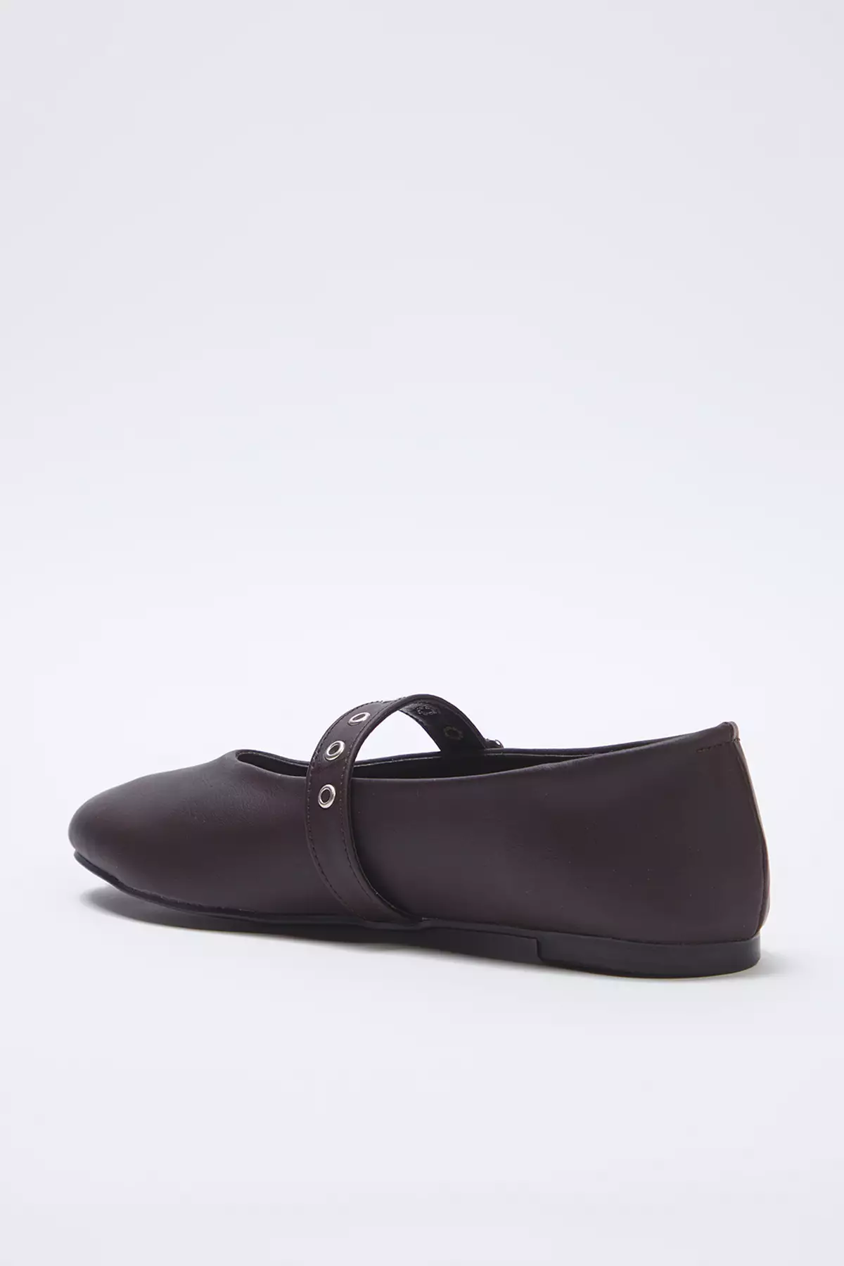 Dark Brown Eyelet Belt Almond Toe Mary Jane Women's Ballerinas Takss25Be00044