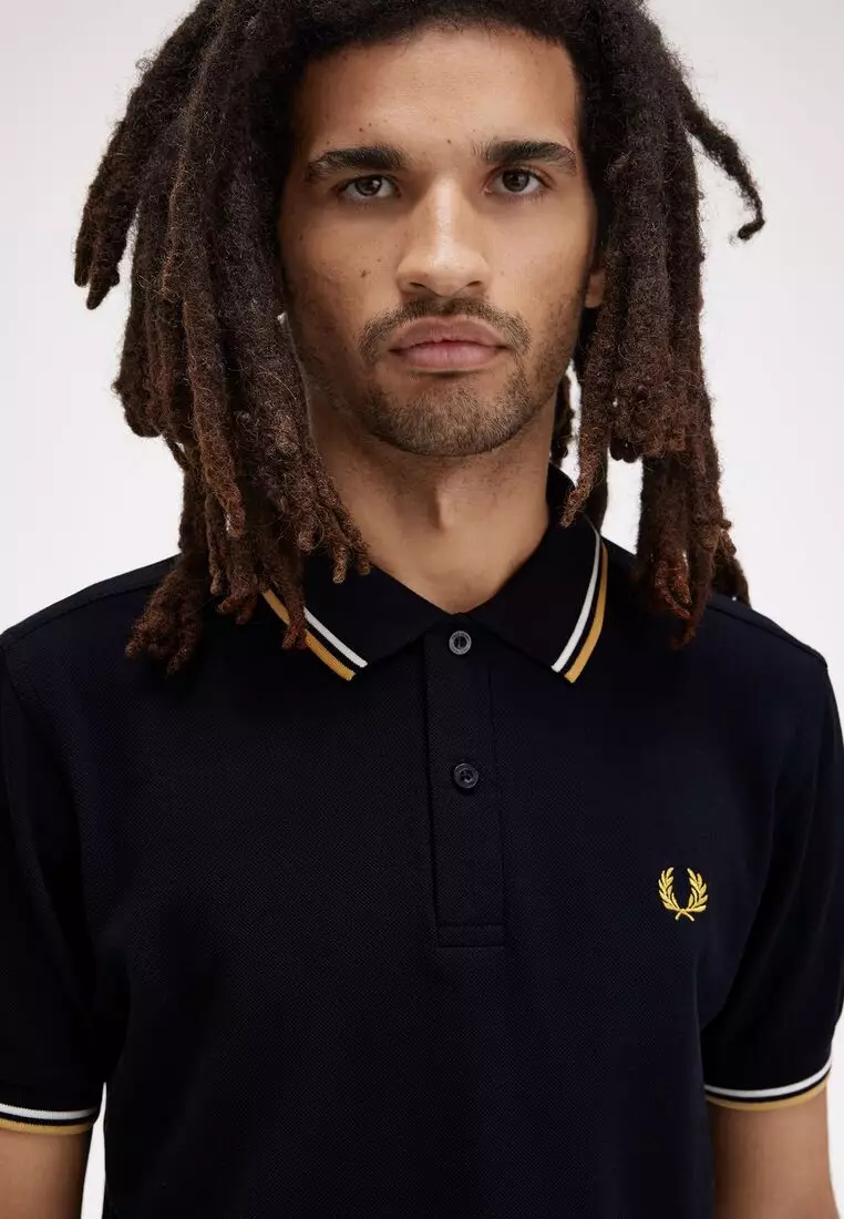 Fred Perry M3600 Twin Tipped Fred Perry Shirt (Navy / Ecru / Honeycomb)