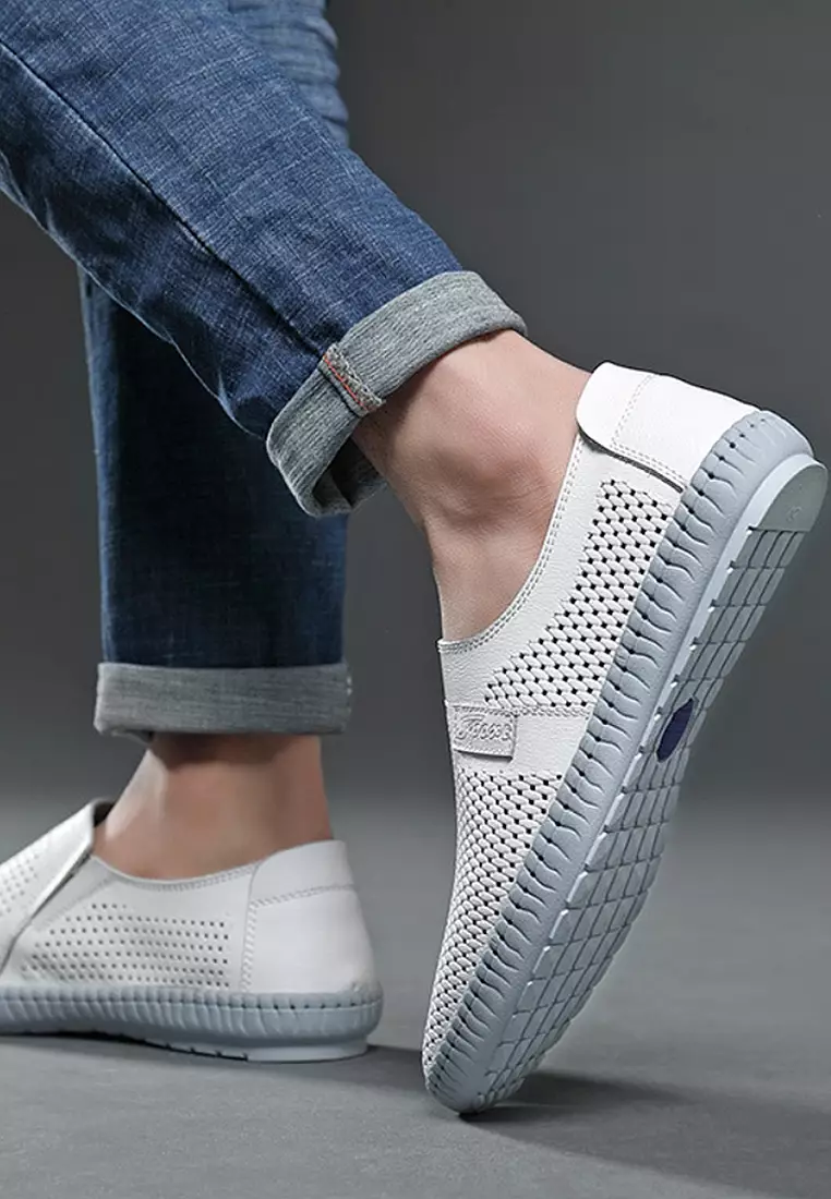 White perforated slip hotsell on sneakers