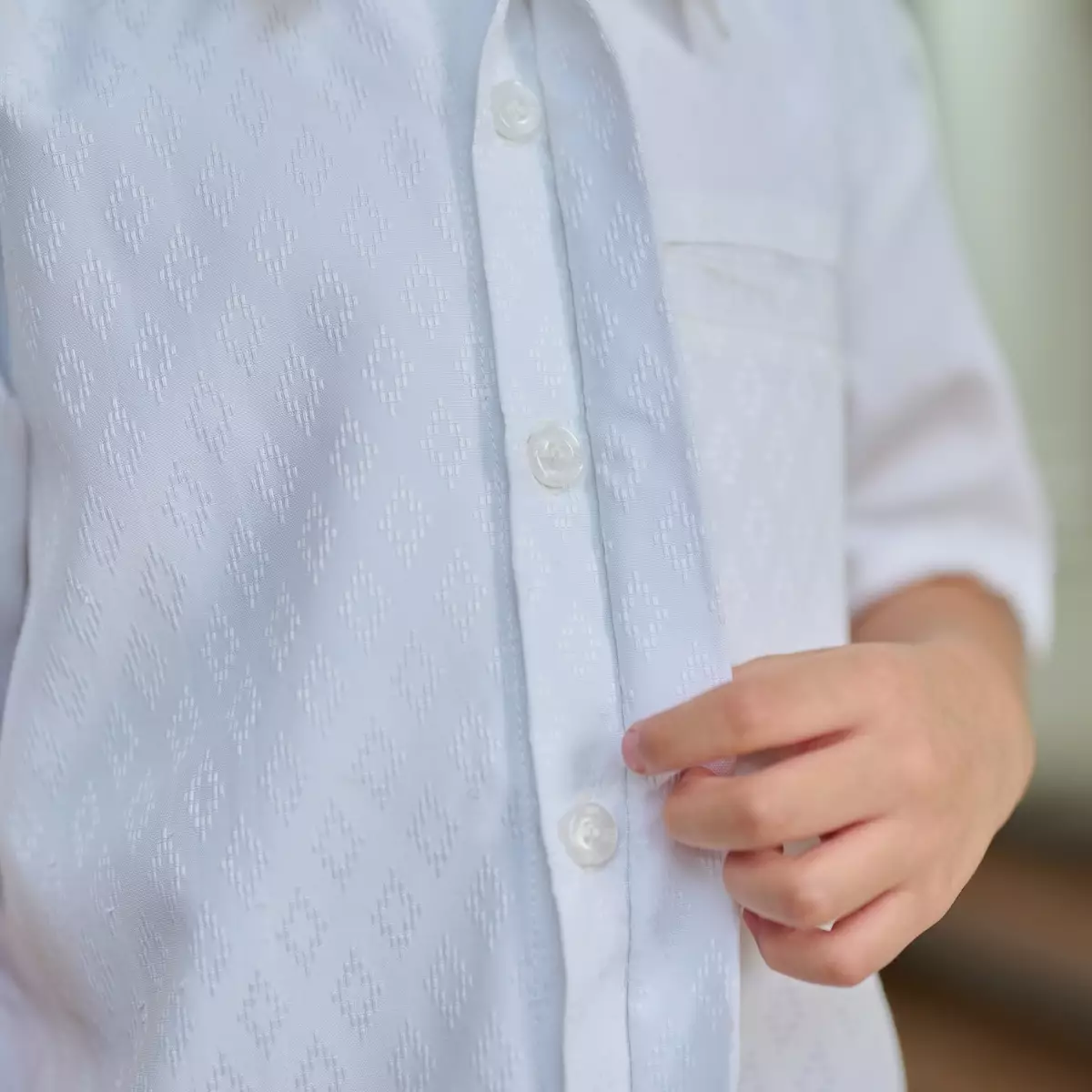 ZM Zaskia Mecca - Bach Snow Kemeja Koko Anak Pria - White Series - Binar Samudra