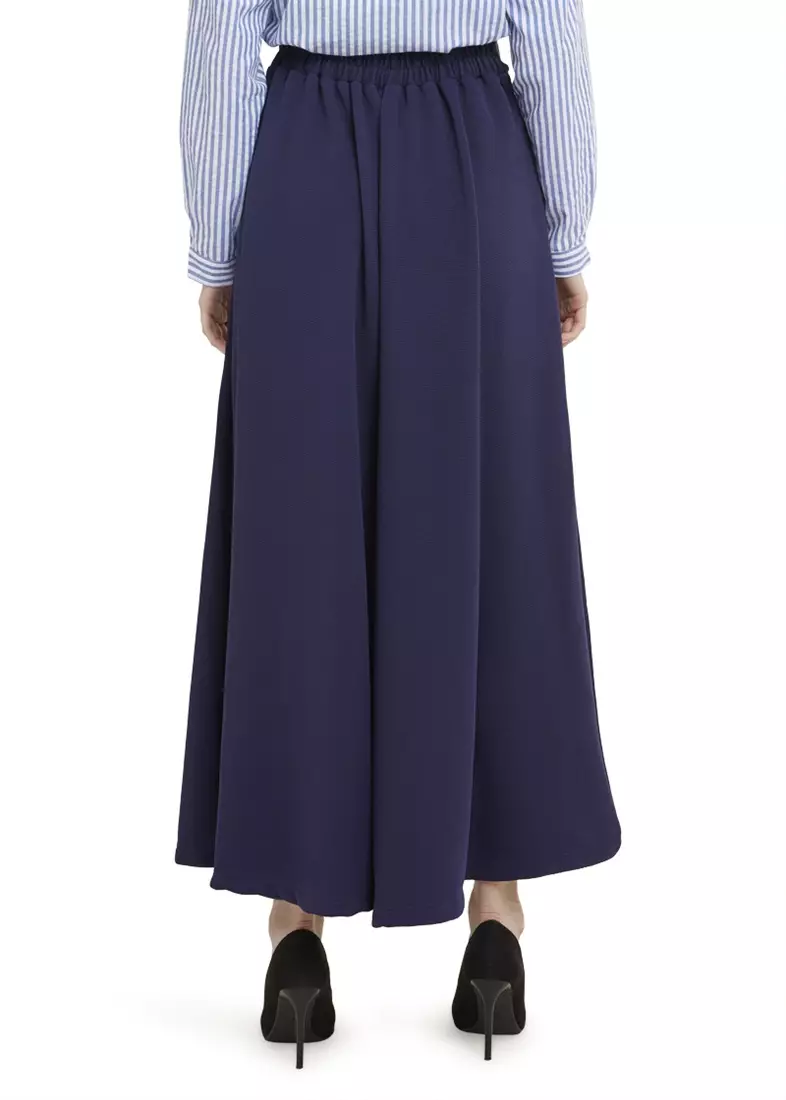 Viani Maxi Skirt Plain Rok Panjang Bawahan Wanita Relaxed Fit - Navy