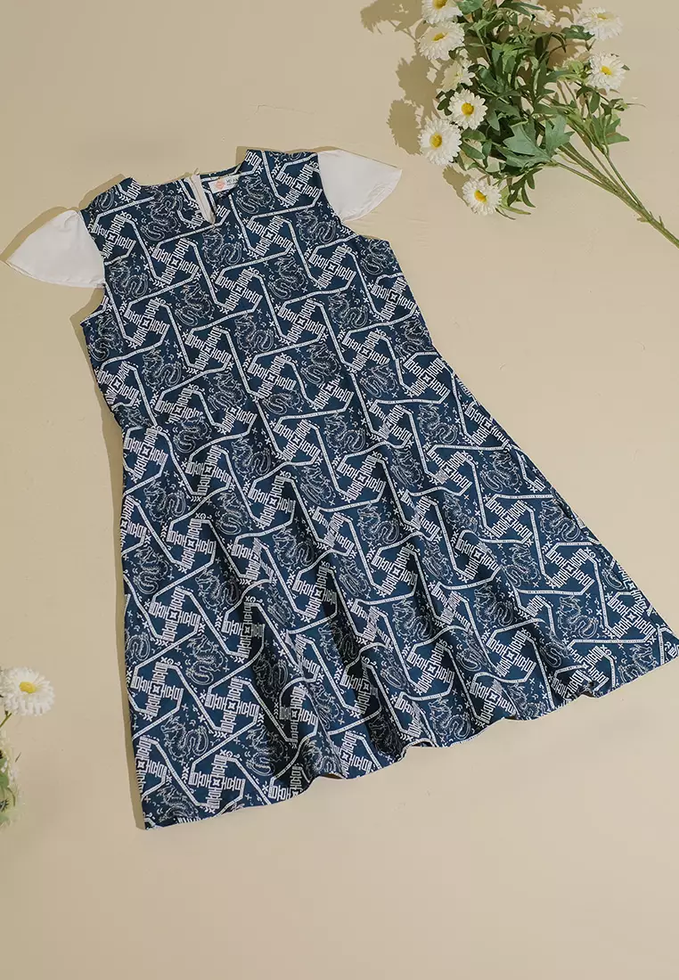 My Aksa Batik Anak Dress Naga Cita Navy