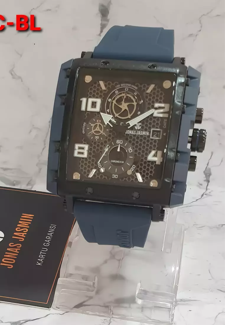 Jonas Jasmin - Jam Tangan Analog Pria - Blue - Rubber Strap - JJ-5329M