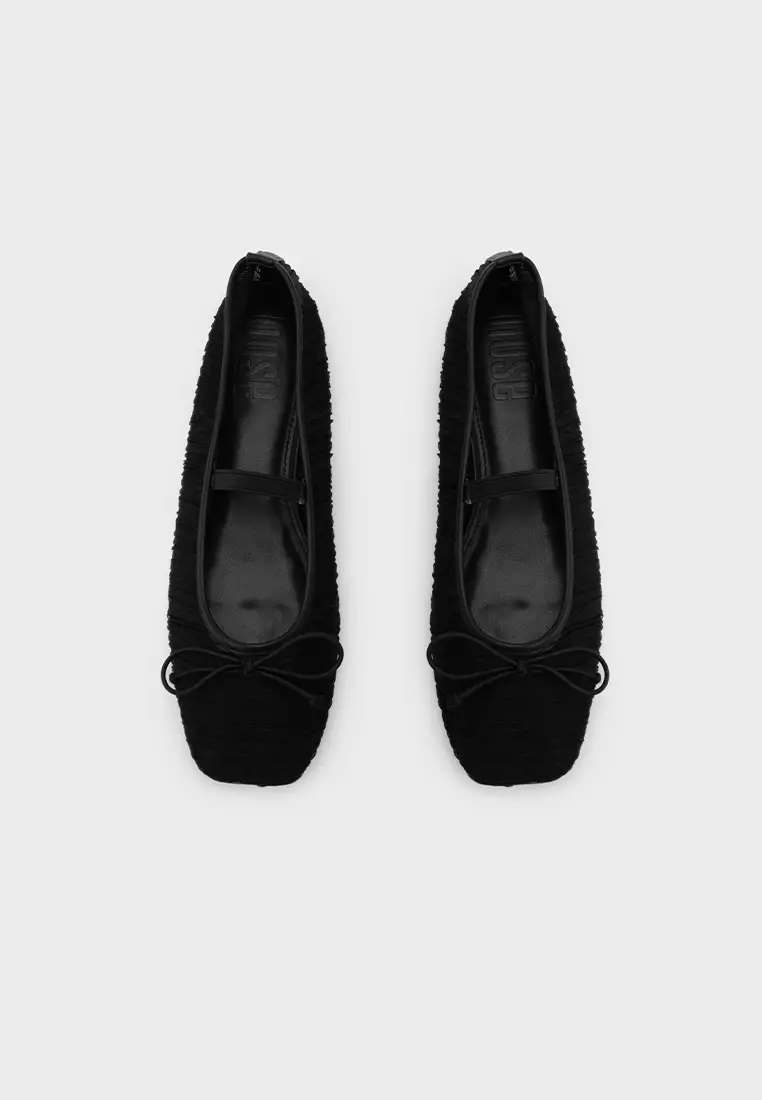 MESH PLEATED BALLET FLATS