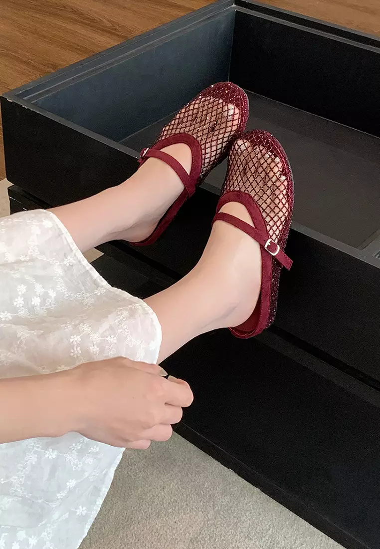 Mesh Hollow Strap Slip-Ons WW3368-2