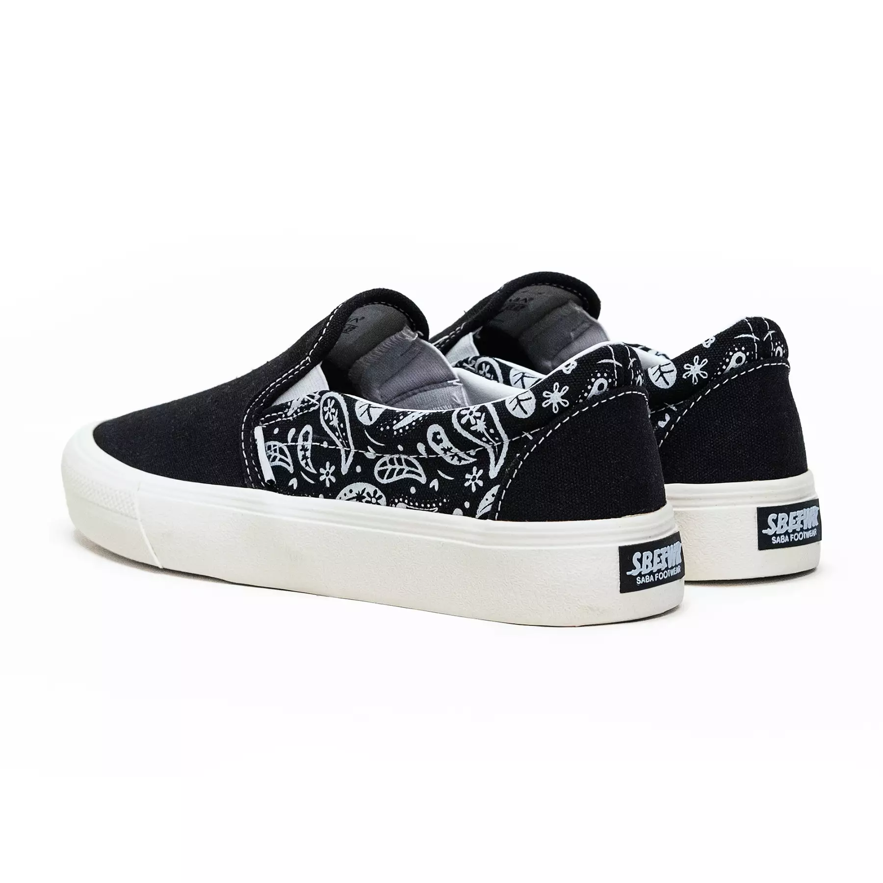 SABA Slip On Paisley Black White - Sepatu Sneakers Casual Pria Wanita