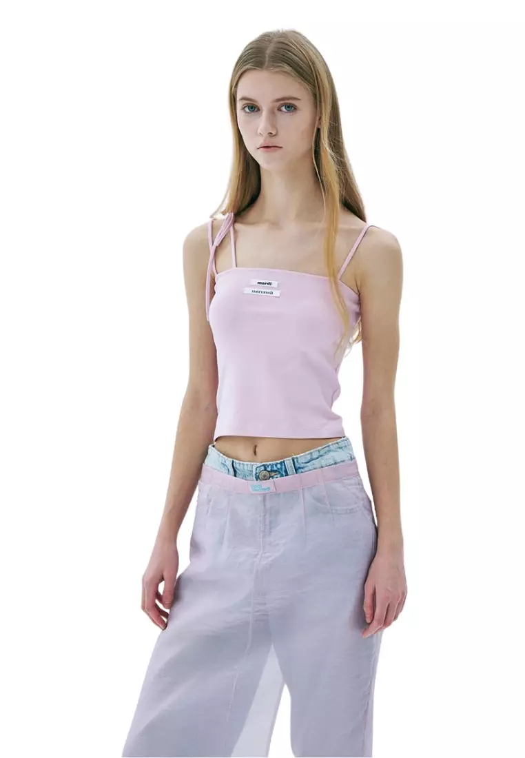 Sleeveless Double Label ribbon Detail - Pink