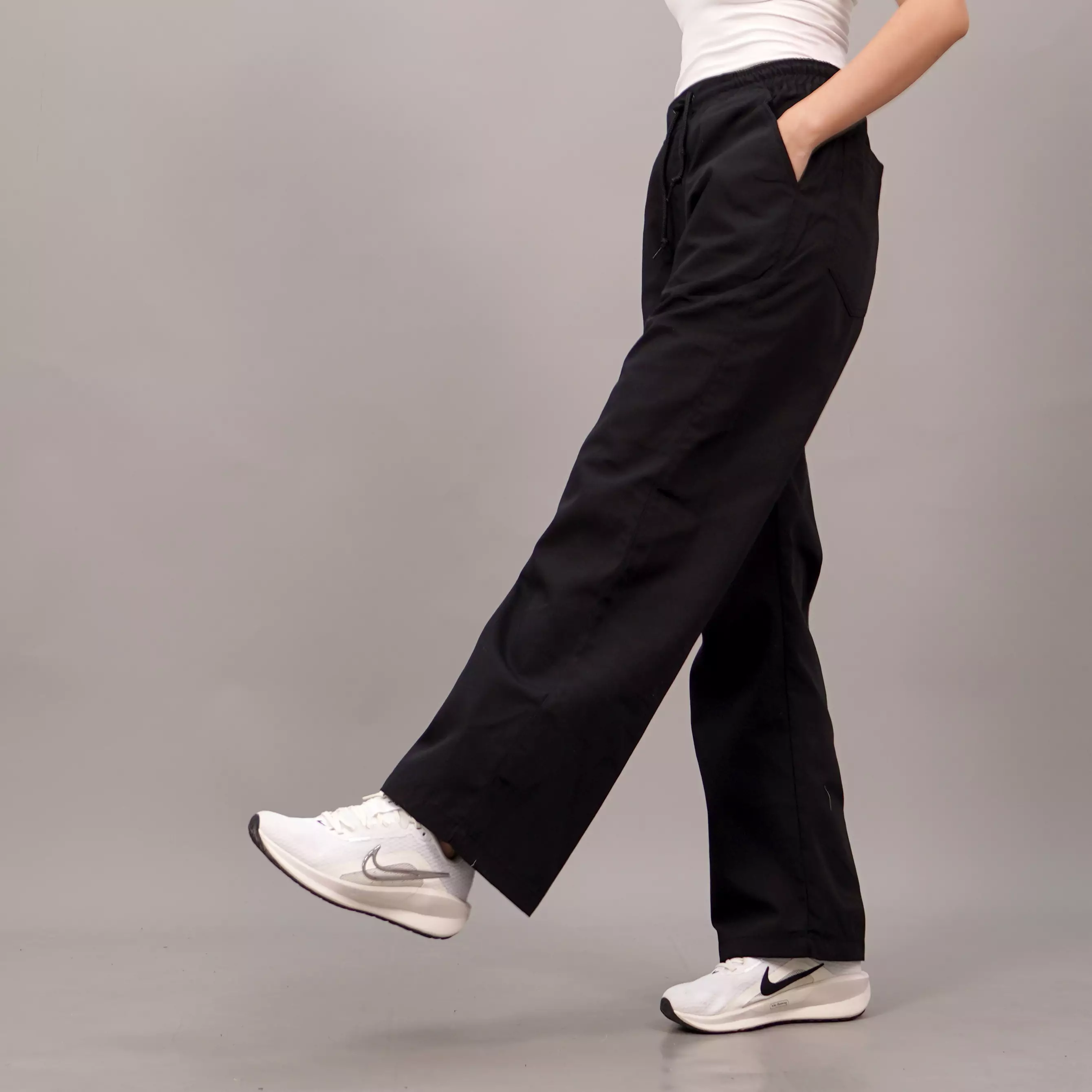SAMY Celana Baggy Pants Wanita Celana Loose Pants Wanita - HITAM