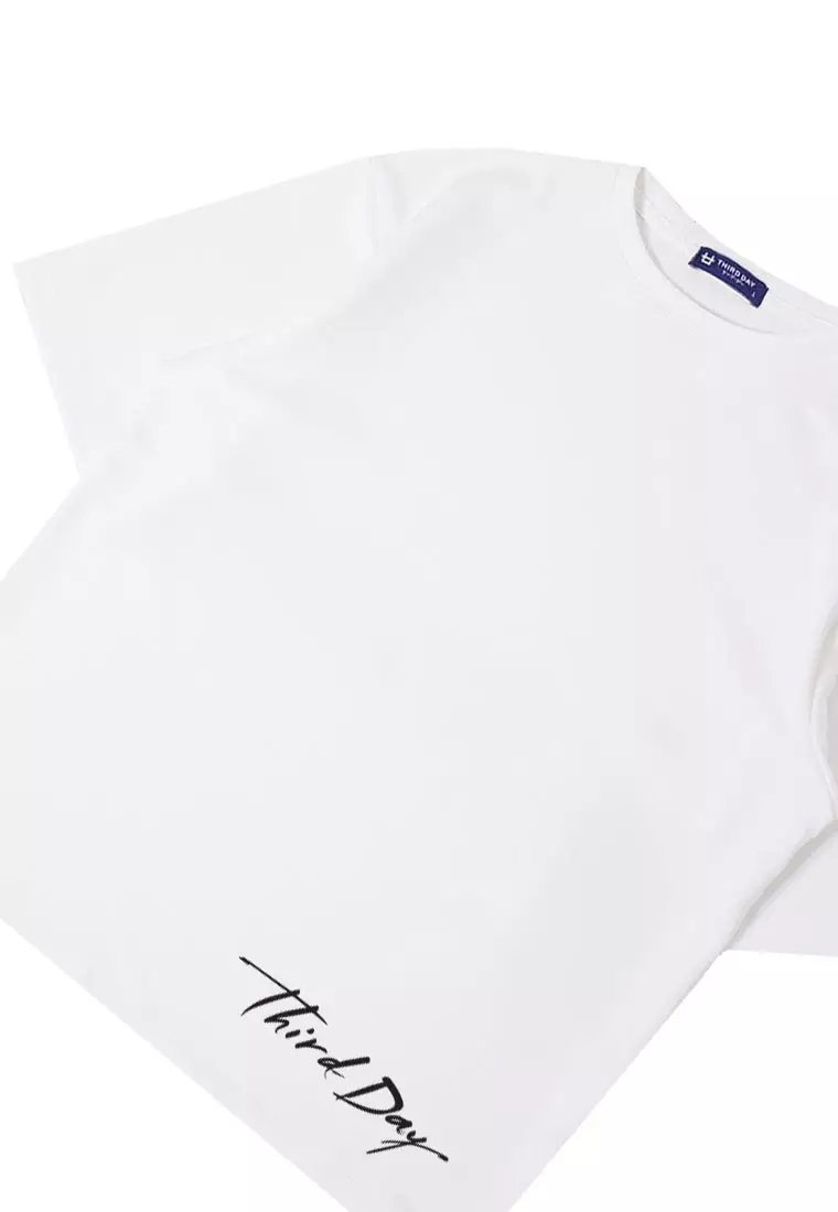 MTT81 kaos oversized estetik bahan tebal scubalux "thirdday long sign" putih