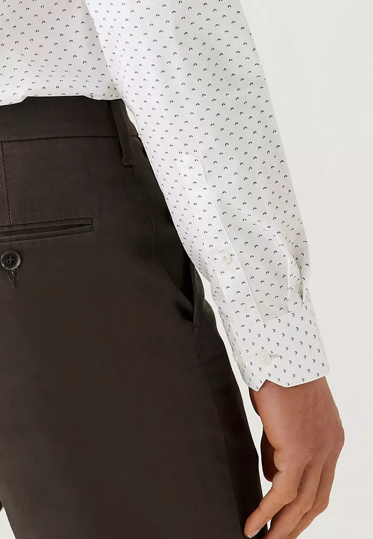 Slim Fit Cotton Rich Sun Ray Print Shirt