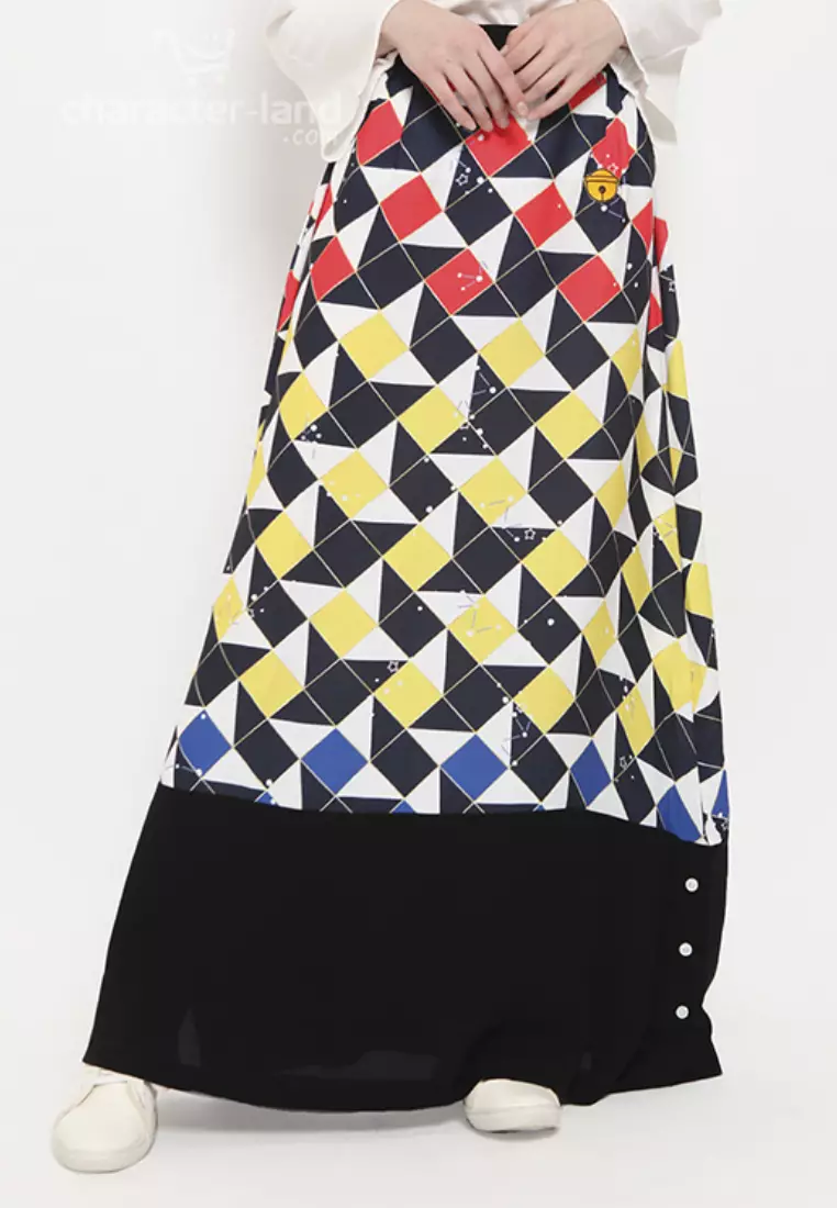 Doraemon Geometric Skirt Black