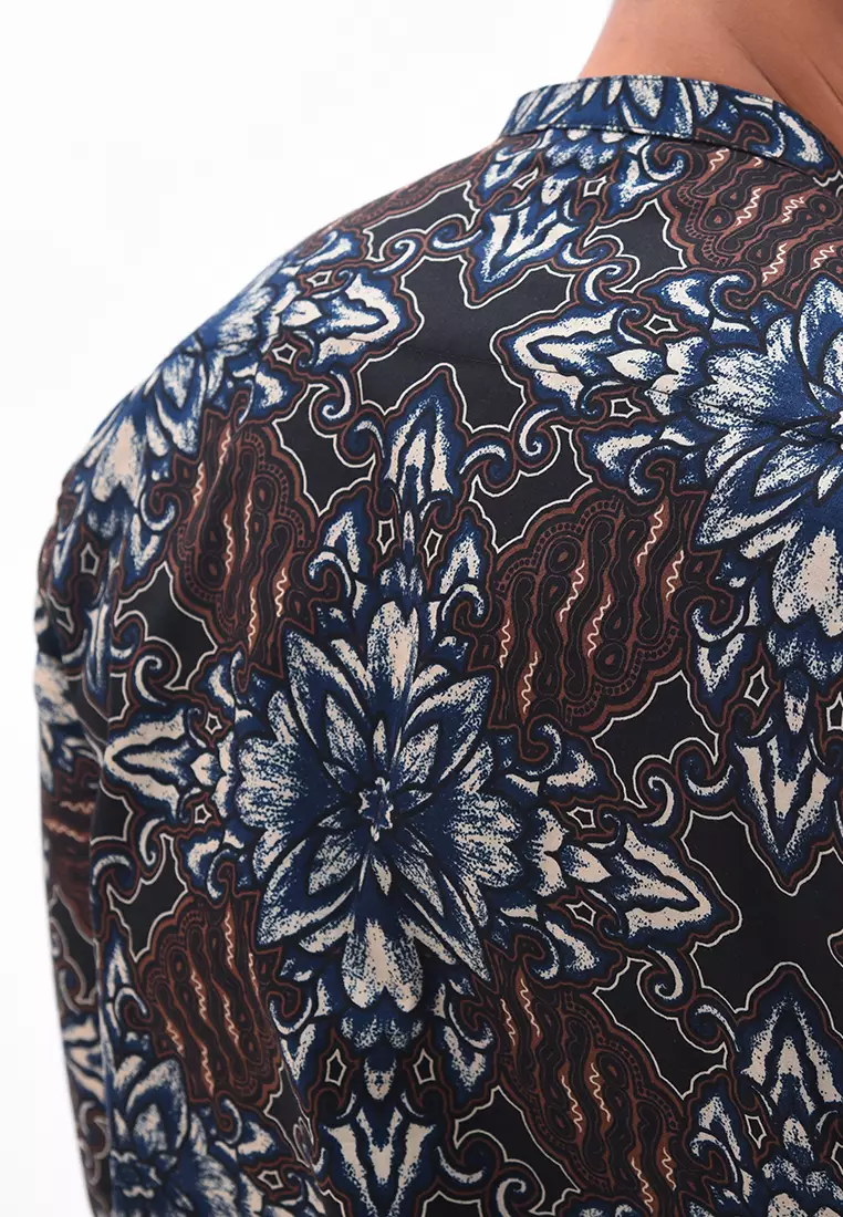 MANZONE Kemeja Batik Shangai Lengan Panjang INDRAYANA - BLACK