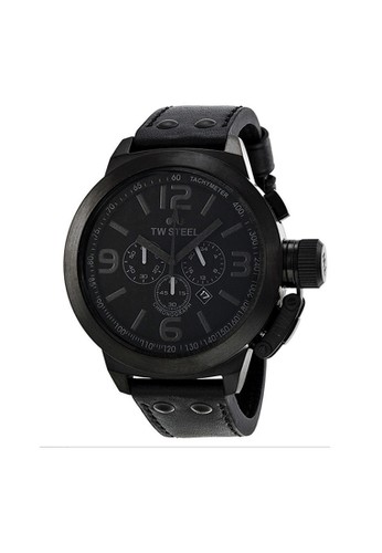Canteen PVD Black case chrono Black date - Black dial Black leather strap Special Edition Cool Black