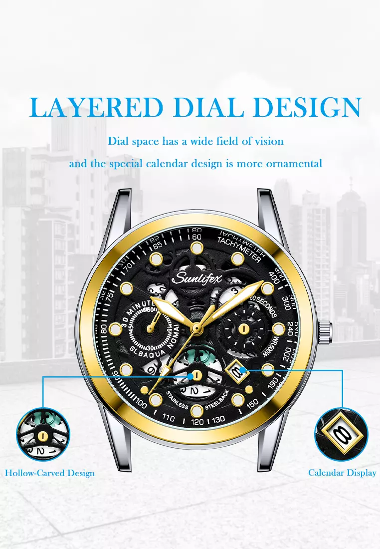 Jam Tangan Pria Anti Air Kuarsa Original Tali Stainless Steel Bisnis Santai Jam Tangan Cowok gold black