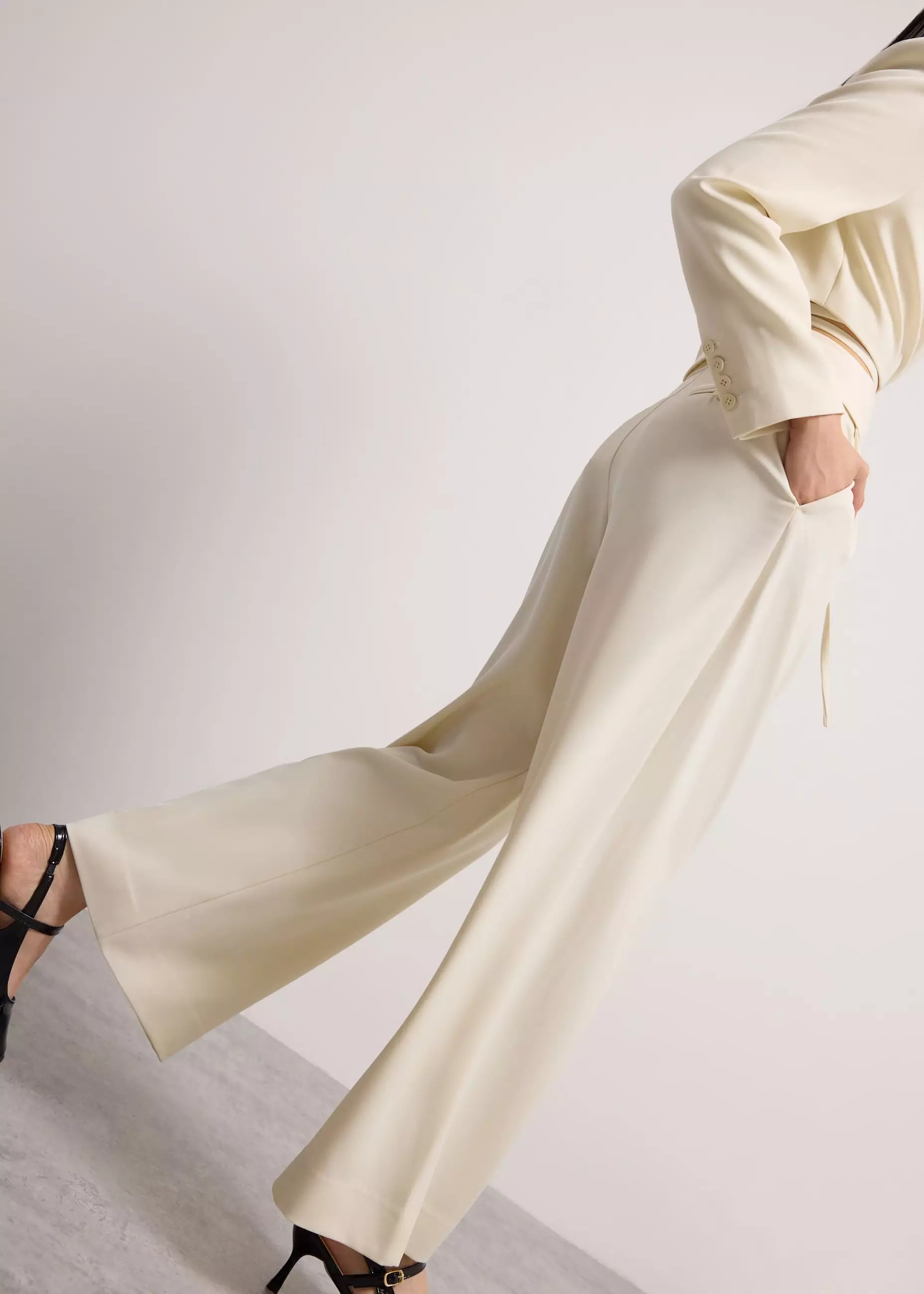 Celana Panjang Wanita - Detachable Waistband Flap Straight Leg Pants