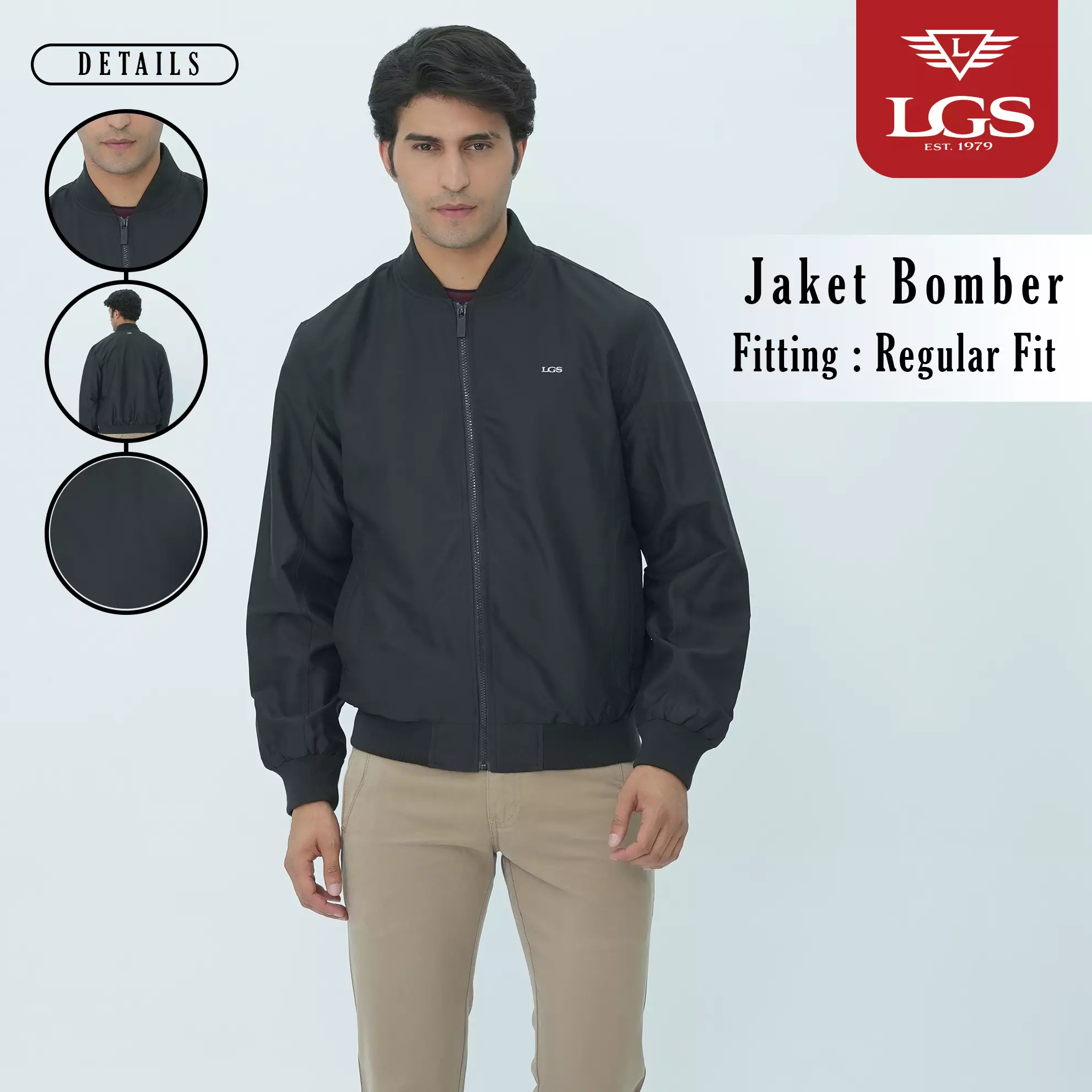 LGS - Jaket Bomber - Parasut - Waterproof - Hitam - CJK.558.207.001.C