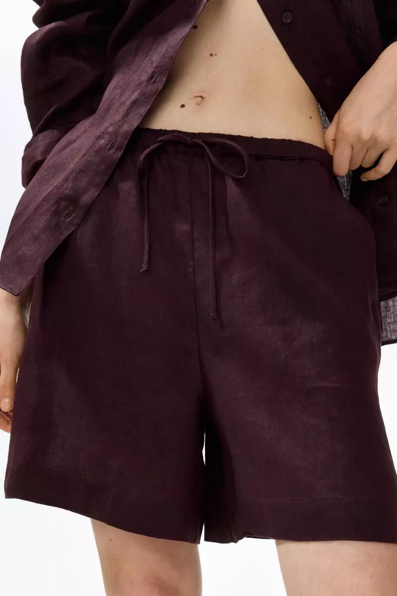 Linen-blend drawstring shorts