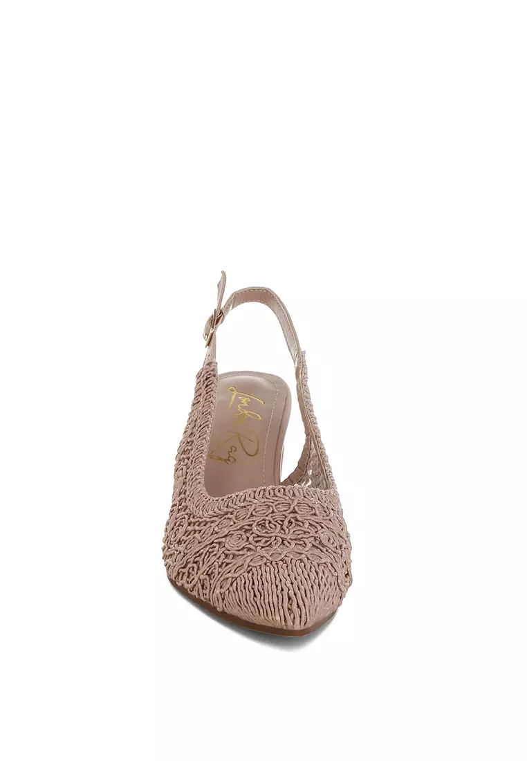 Woven Design Slingback Sandals in Pink