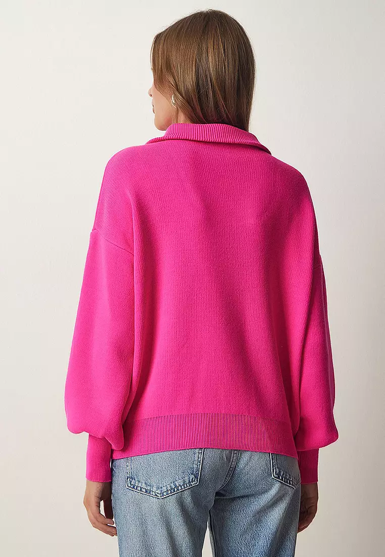 Zipper Collar Basic Knitwear Sweater