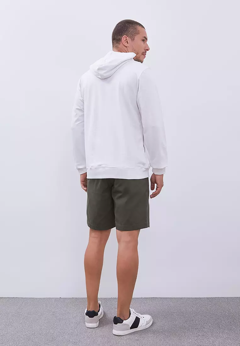 MANZONE - Hoodie Lengan Panjang Pria Mailson - White Warna White