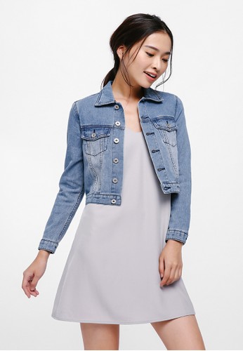 Jual Love Bonito Kim Cropped Denim Jacket Light Wash Original Zalora Indonesia