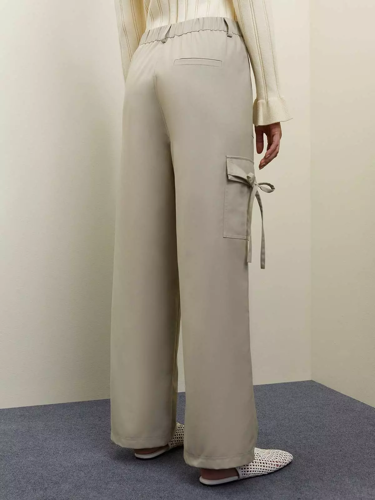 Bow Cargo Pants - Beige